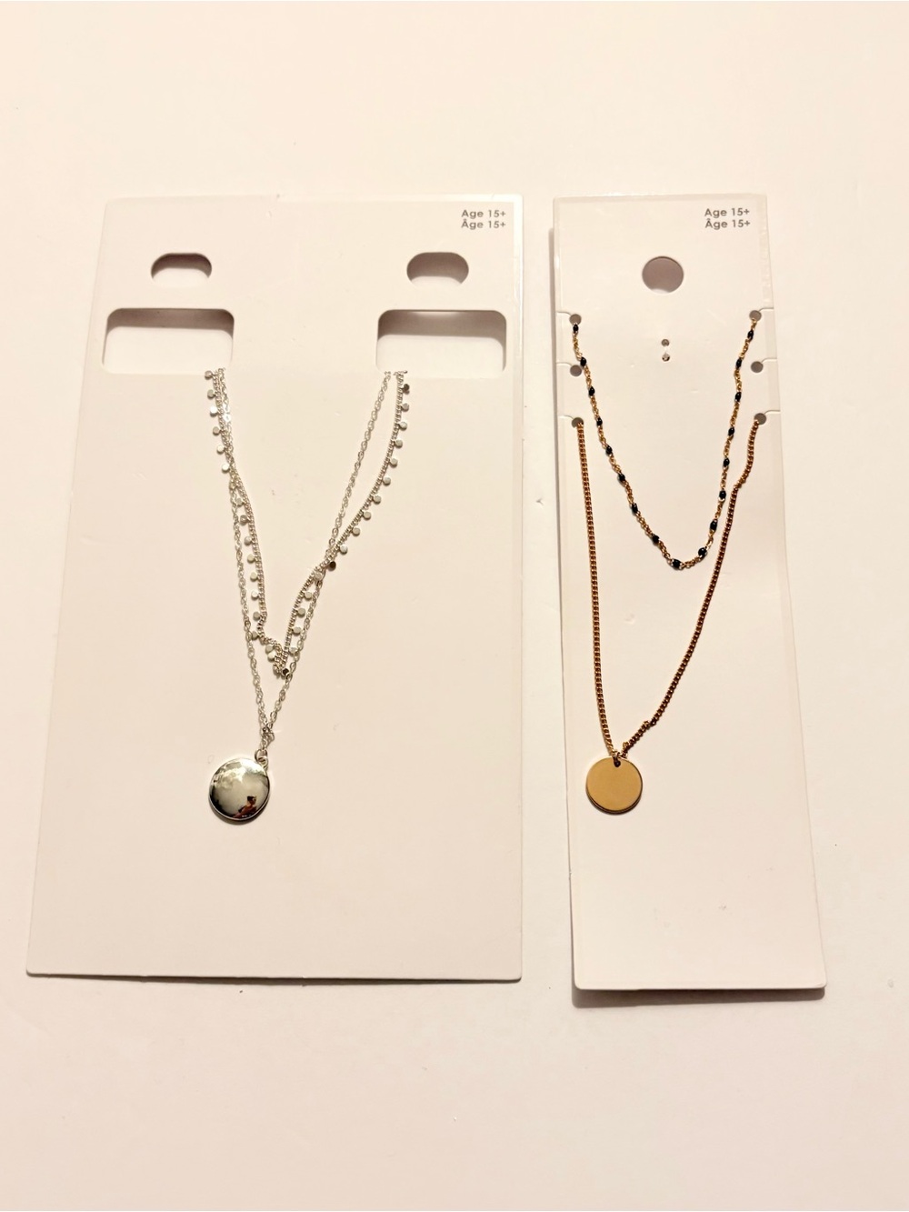 GAP Two-Piece Layered Disc Necklace Set - Silver and Gold